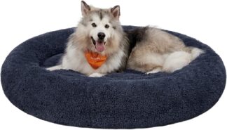 Hondenbed diameter 140 cm - hondenmand - pluche -grote honden - antraciet