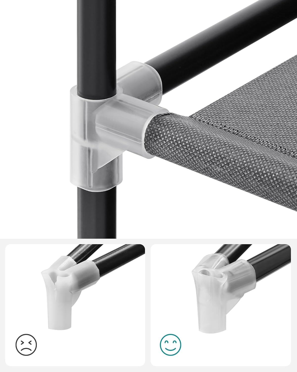 Open kledingkast - 182 cm hoog - kledingrek - kledingstang - zwart - ryg026r02 - Afbeelding 7