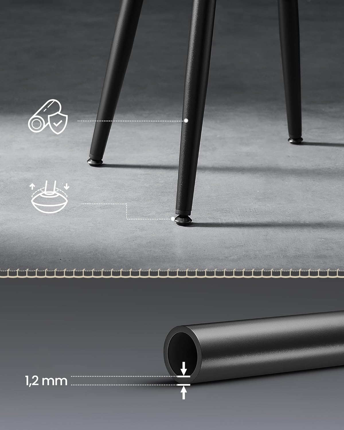 2x Barkruk - PU leren zitting met stiksels - zithoogte 76,2 cm - zwart - LBC090B01 - Afbeelding 6