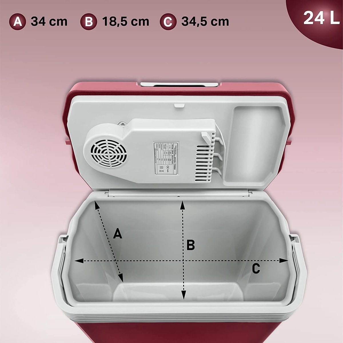 Elektrische koelbox - 12V / 230V - verwarmen en koelen - 24 liter - rood - Afbeelding 2