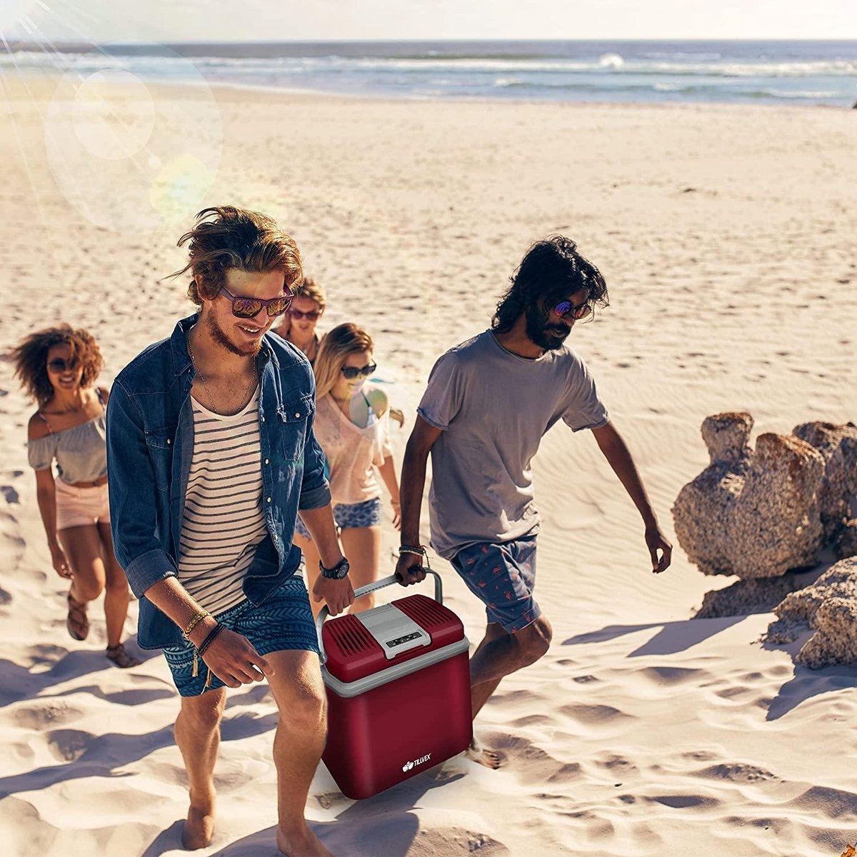 Elektrische koelbox - 12V / 230V - verwarmen en koelen - 24 liter - rood - Afbeelding 3