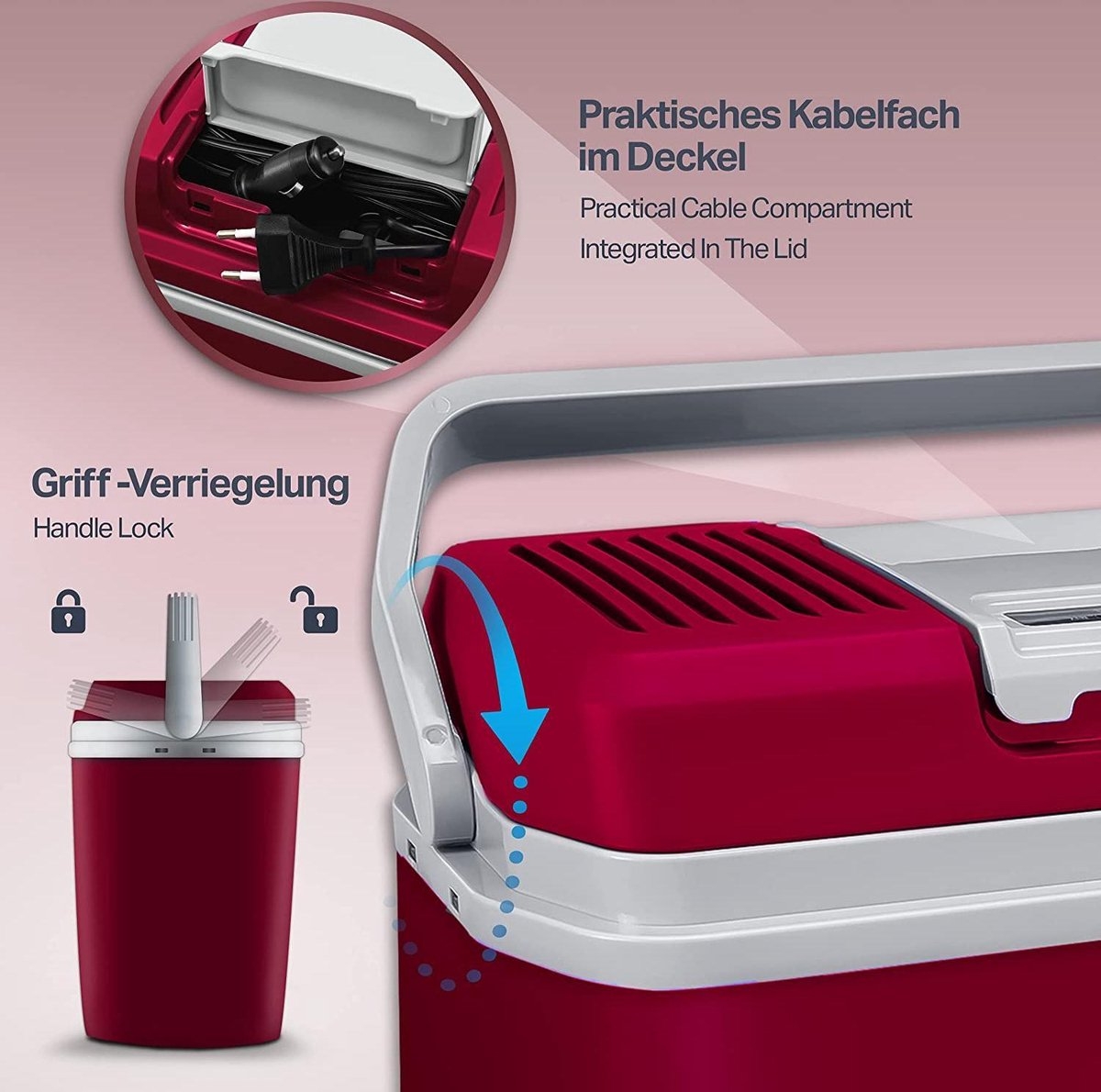 Elektrische koelbox - 12V / 230V - verwarmen en koelen - 24 liter - rood - Afbeelding 5