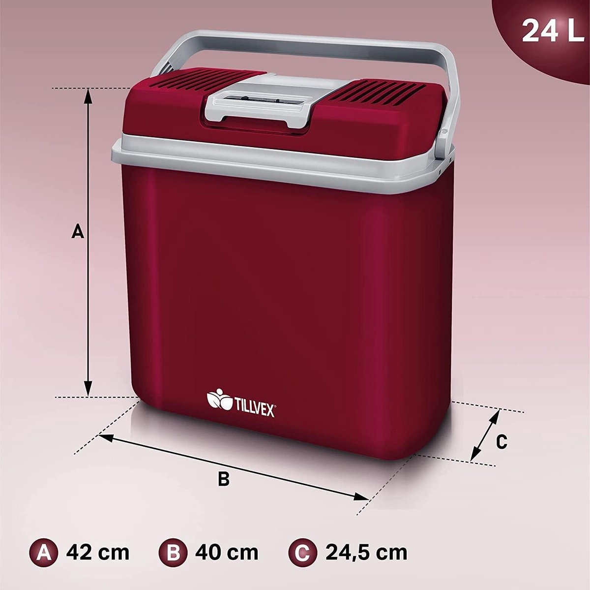 Elektrische koelbox - 12V / 230V - verwarmen en koelen - 24 liter - rood - Afbeelding 7