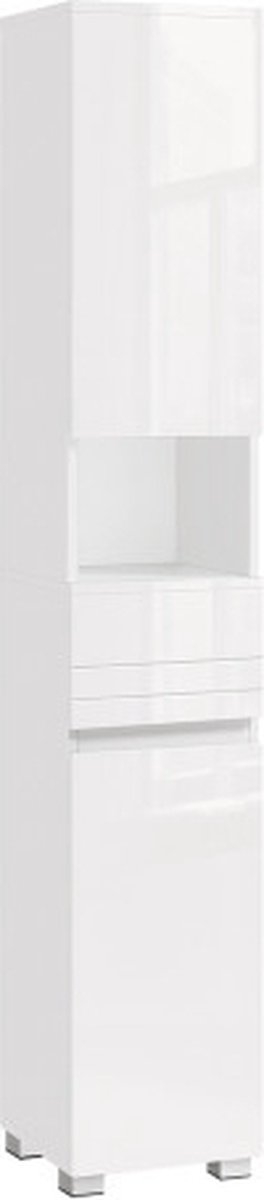 VASAGLE Badkamerkast - hoogte 170 cm - opbergkast - kolom - met lade, verstelbare planken - vakken - BBC560P31