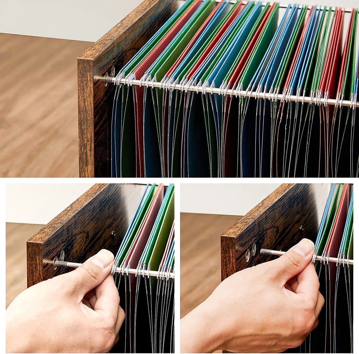 Archiefkast - rolcontainer - ladeblok kantoor - verrijdbaar met wielen - 3 laden - voor documenten in DIN A4 - bruin-zwart - OFC041B01 - Afbeelding 2