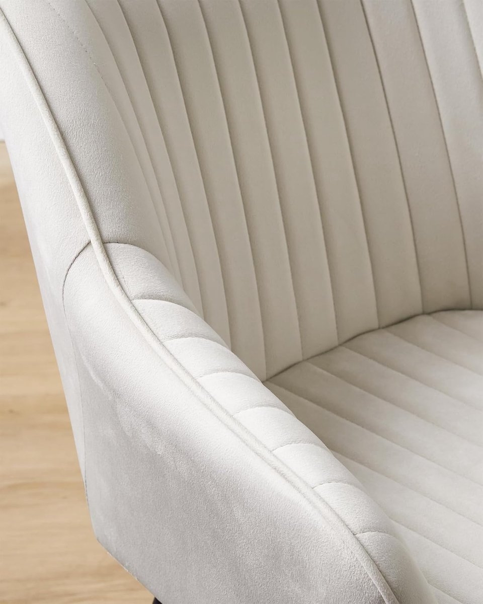 4x Eetkamerstoel – kuipstoel - keukenstoelen - fluwelen stoel - met armleuningen - metaal met stof - beige met zwart - set van 4 stuks -LDC087W01 - Afbeelding 5