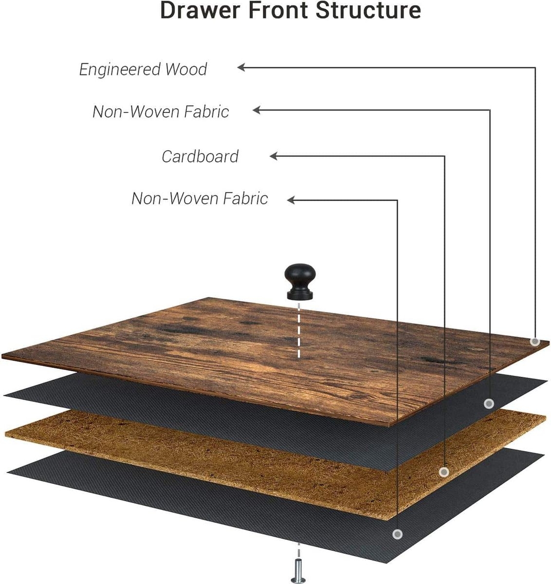 Opbergkast - ladekast - kast slaapkamer - stof met Mdf-Front - bruin met zwart - LGS45H - Afbeelding 6