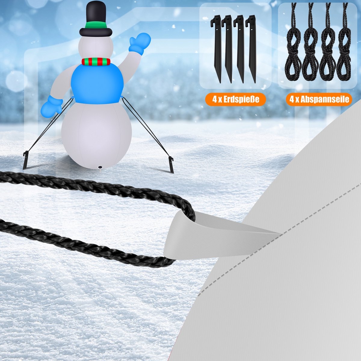 Opblaasbare sneeuwman / sneeuwpop - 350 cm hoog - met LED Verlichting - kerstdecoratie - LED Kerstverlichting - weerbestendig IP44 - met geïntegreerde blazer - Afbeelding 6