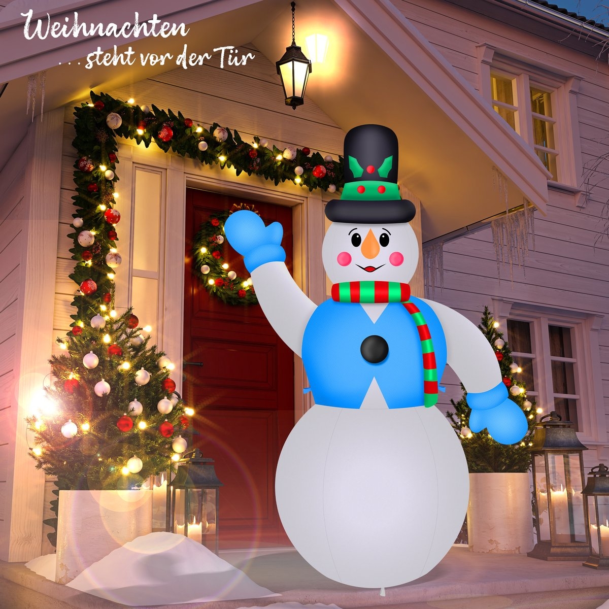 Opblaasbare sneeuwman / sneeuwpop - 350 cm hoog - met LED Verlichting - kerstdecoratie - LED Kerstverlichting - weerbestendig IP44 - met geïntegreerde blazer - Afbeelding 7