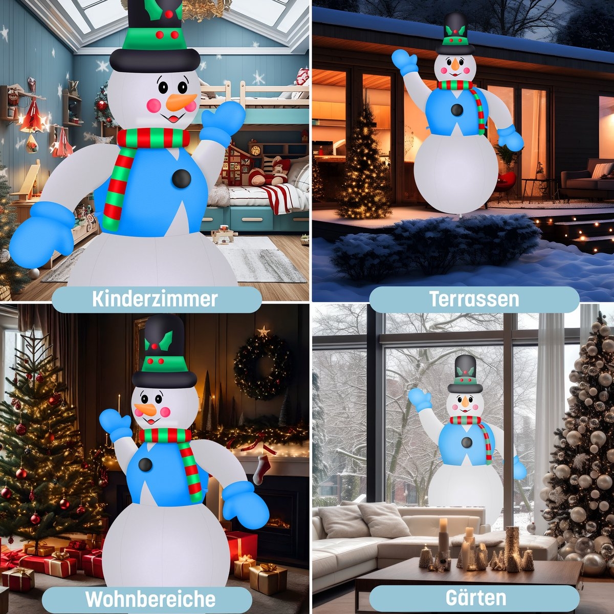 Opblaasbare sneeuwman / sneeuwpop - 350 cm hoog - met LED Verlichting - kerstdecoratie - LED Kerstverlichting - weerbestendig IP44 - met geïntegreerde blazer - Afbeelding 8