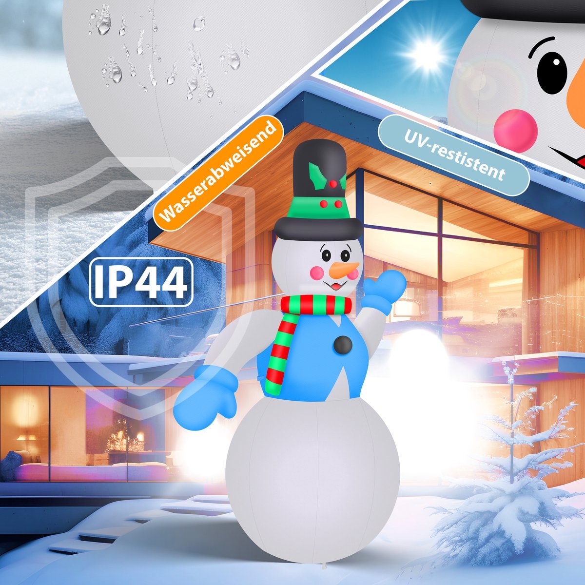 Opblaasbare sneeuwman / sneeuwpop - 350 cm hoog - met LED Verlichting - kerstdecoratie - LED Kerstverlichting - weerbestendig IP44 - met geïntegreerde blazer - Afbeelding 9