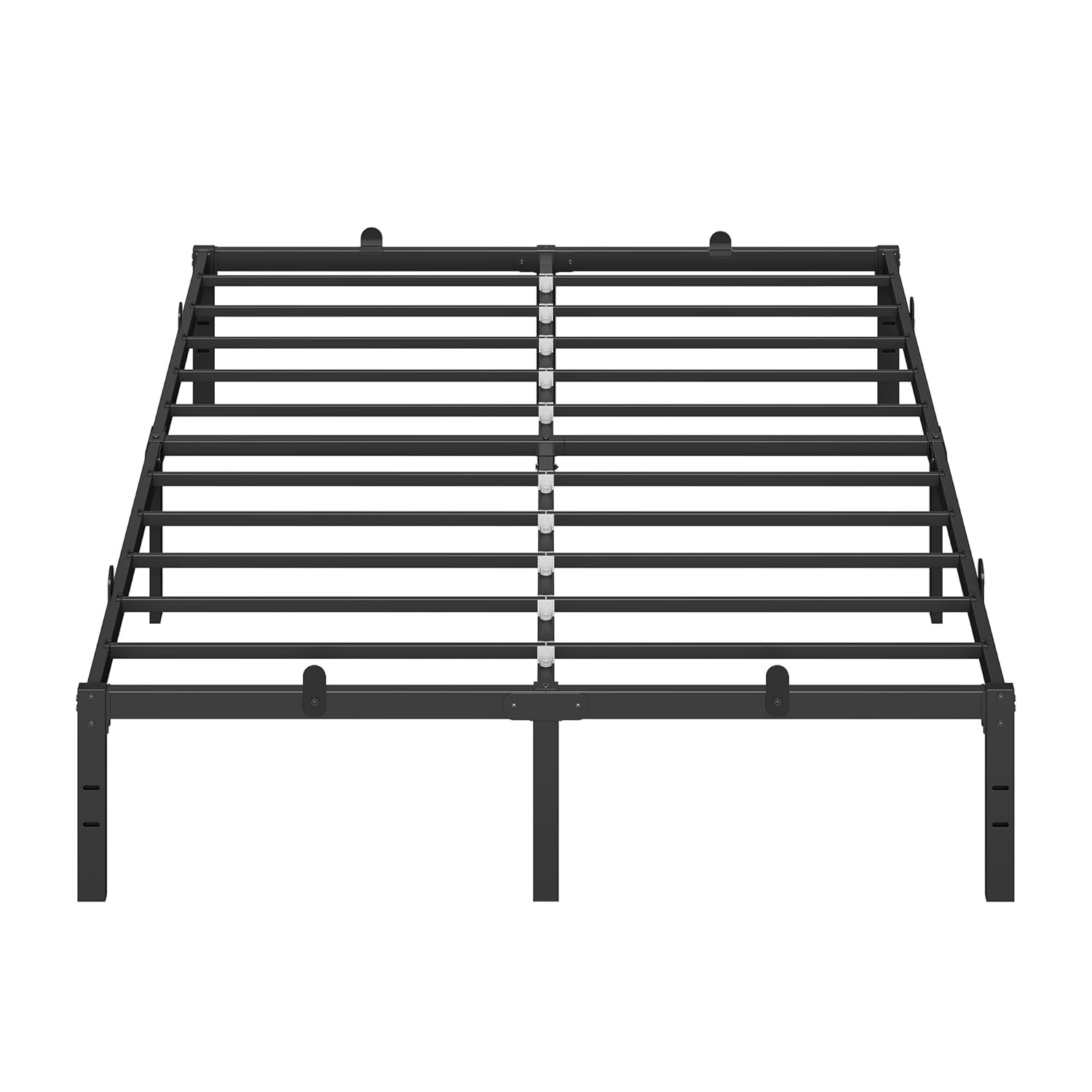 Dubbel bedframe - tweepersoonsbed - 140x190 cm - metaal - zwart - met bodem - RMB033B01