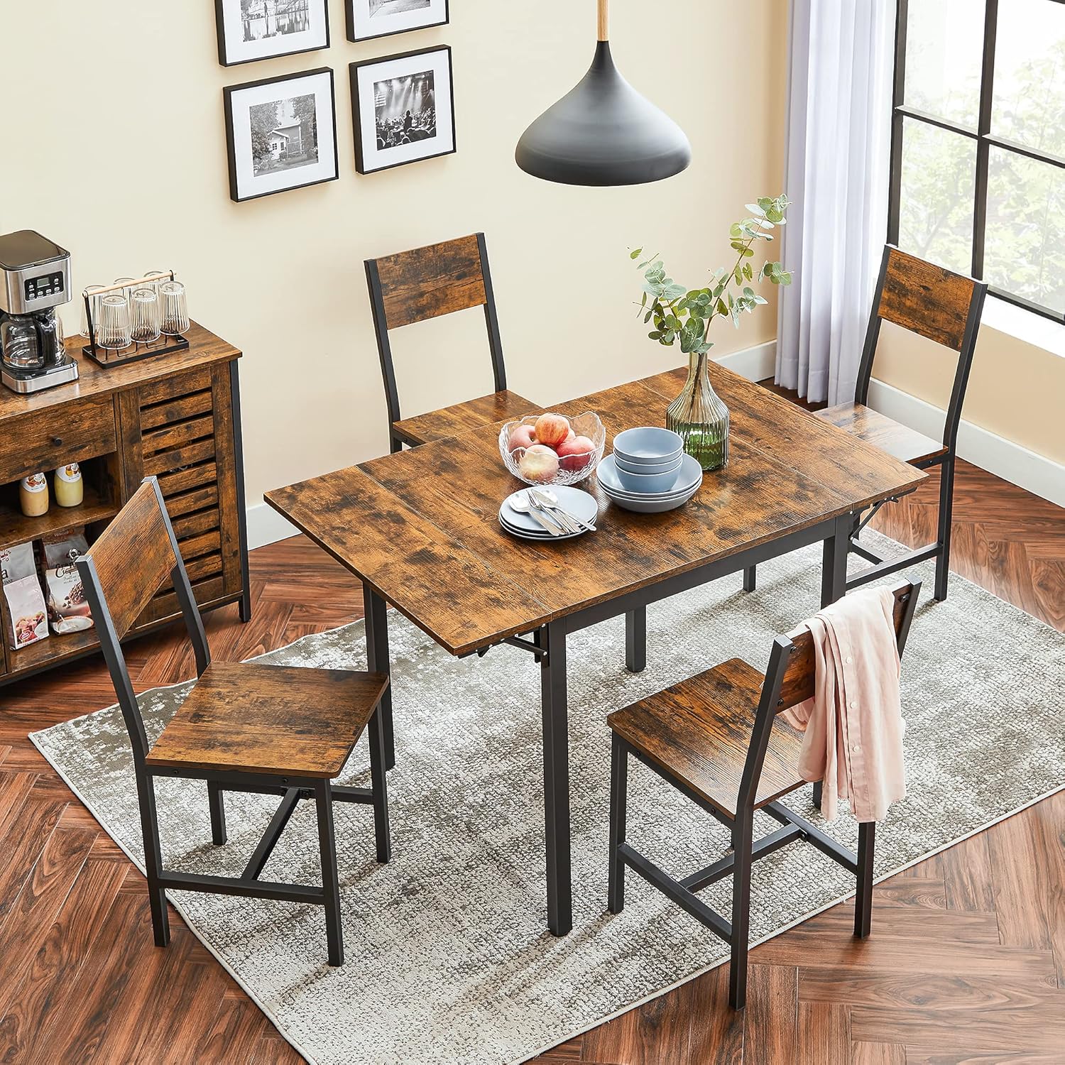 Eettafel - keukentafel - uitklapbaar - max 120 cm - voor 2-4 personen - zwart - KDT077B01 - Afbeelding 2