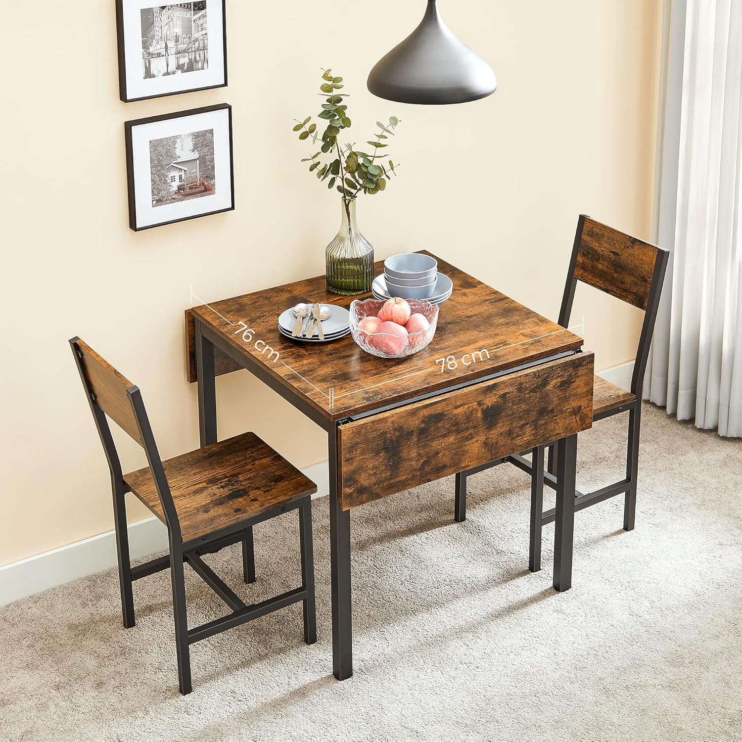 Eettafel - keukentafel - uitklapbaar - max 120 cm - voor 2-4 personen - zwart - KDT077B01 - Afbeelding 4