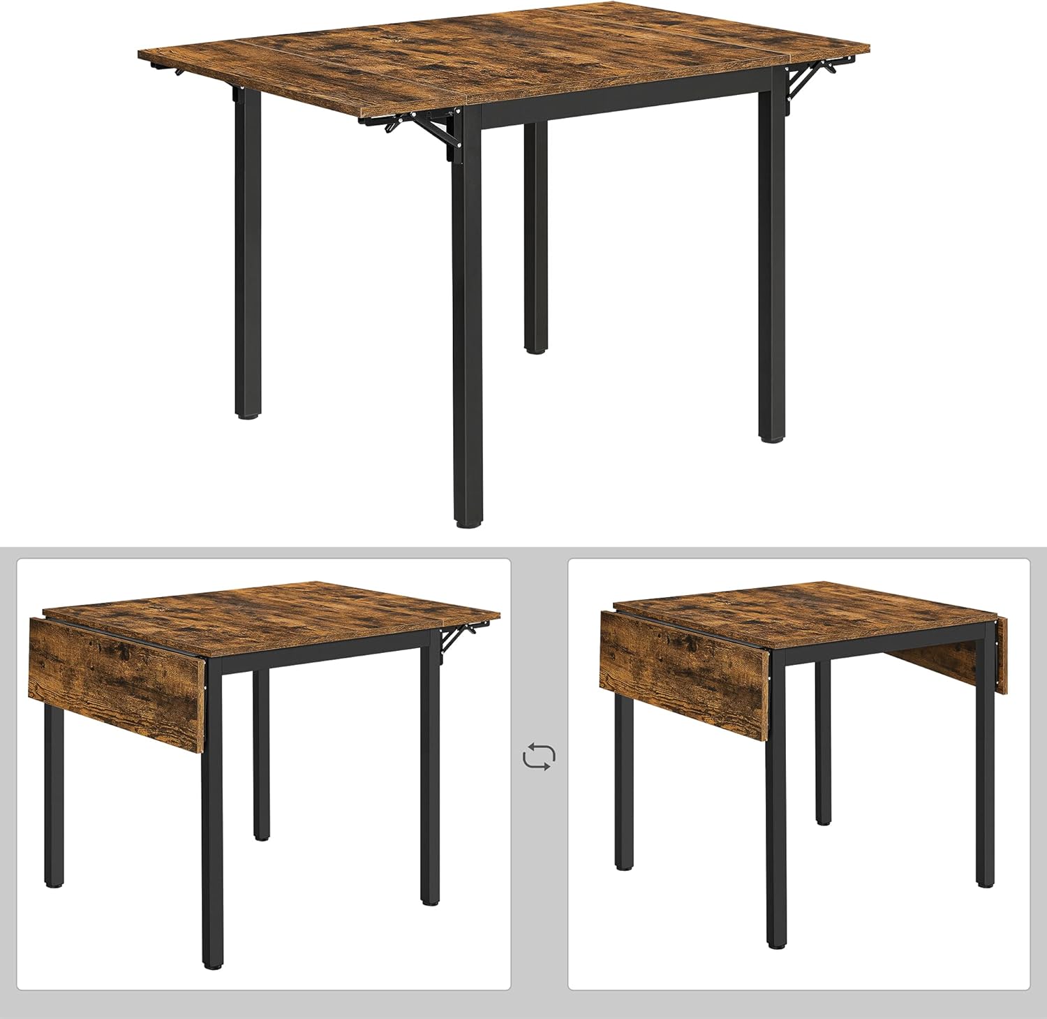 Eettafel - keukentafel - uitklapbaar - max 120 cm - voor 2-4 personen - zwart - KDT077B01 - Afbeelding 5