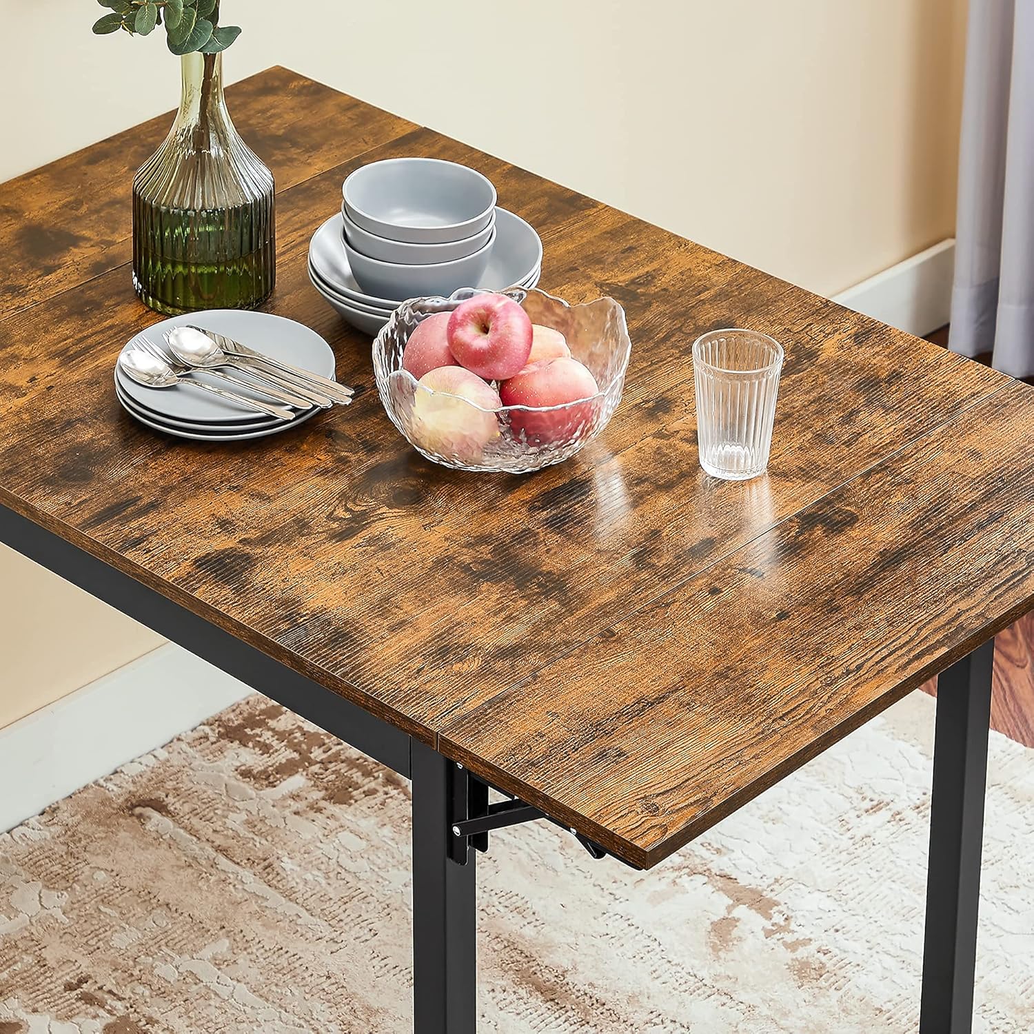 Eettafel - keukentafel - uitklapbaar - max 120 cm - voor 2-4 personen - zwart - KDT077B01 - Afbeelding 9