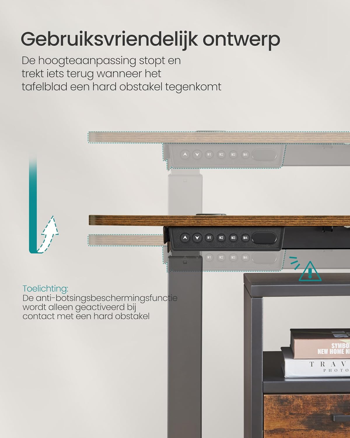 Zit sta bureau 160x70 cm - hoogte verstelbaar 72 t/m 120 cm - elektrisch - bruin - LSD026X01 - Afbeelding 7