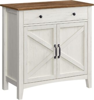 Dressoir met laden en deuren - halkast - landelijk - 80x80 cm - wit met bruin - BBK341W01