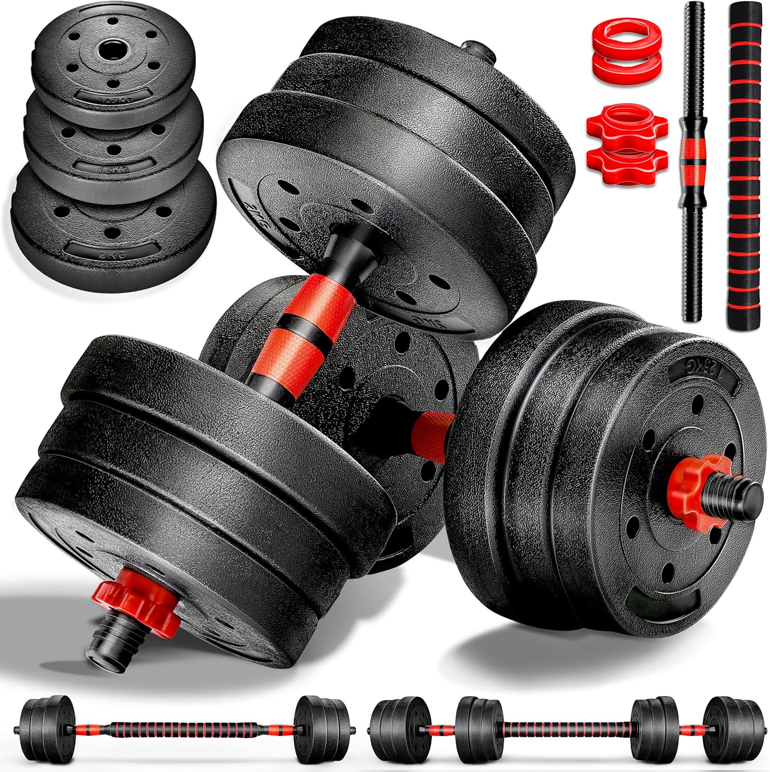Dumbells set - Gewichten set - Halterset - Verstelbaar - 20 kg - zwart