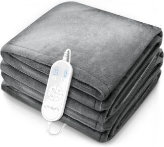 Sinnlein- elektrische deken - 180x130 cm - met automatische uitschakeling - grijs - warmtedeken met 9 temperatuurniveaus - knuffeldeken - wasbaar