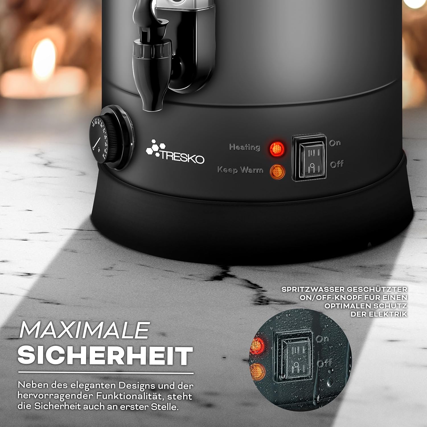 Gluhweinketel 6.8 Liter - heet water dispenser koffie / thee - met thermostaat - grijs - Afbeelding 5