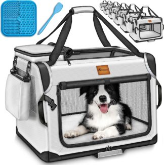 Transportbox hond - reisbench - maat S - 50x34x34 cm - draagbaar hondenhok - opvouwbaar - grijs