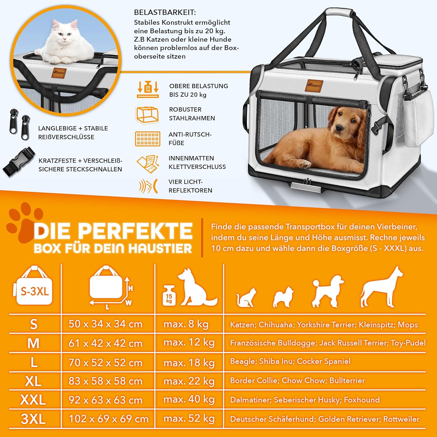 Transportbox hond - reisbench - maat S - 50x34x34 cm - draagbaar hondenhok - opvouwbaar - grijs - Afbeelding 4