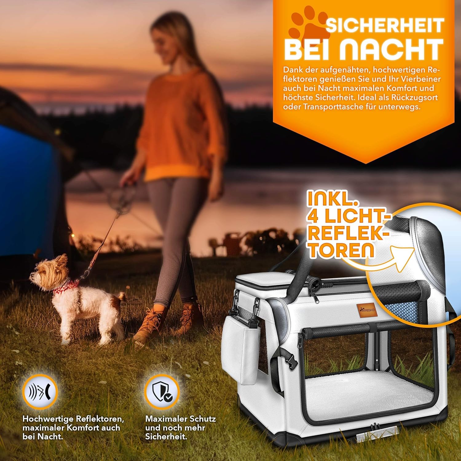 Transportbox hond - reisbench - maat S - 50x34x34 cm - draagbaar hondenhok - opvouwbaar - grijs - Afbeelding 6