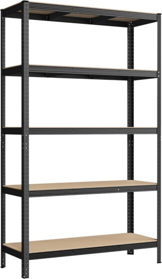 Stellingkast - 200x120cm - 60 cm diepte - tot 750 kg belastbaar - stalen frame - 5 verstelbare MDF planken - bruin met zwart- GLR060B01
