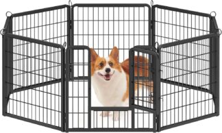 Puppyren 60 cm hoog met grondankers - 60x60 delen - puppyren, 8-delig - opvouwbaar - gereedschapsloze montage - weerbestendig - PPK006B01