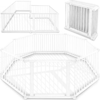 Grondbox baby XXL - kruipbox - speelbox - babybox - 7.2 meter - massief grenen - 8 elementen - vormbaar - wit