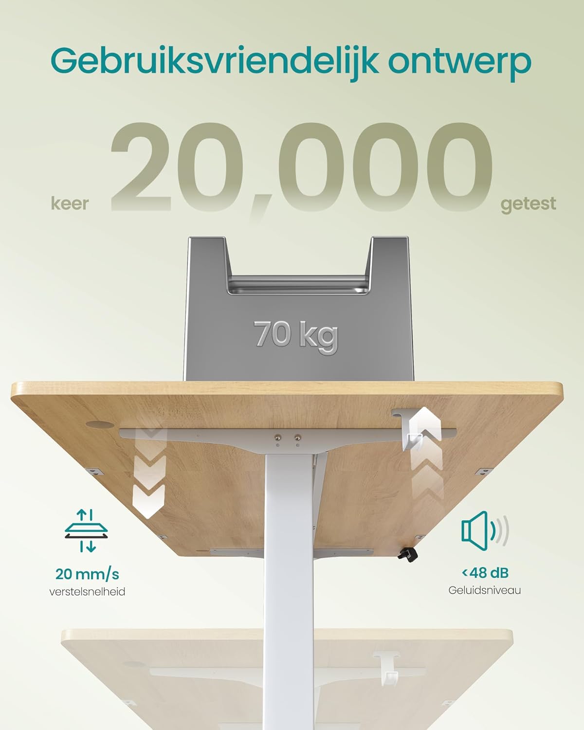 Zit sta bureau 140x60 cm - hoogte verstelbaar 72 t/m 120 cm - elektrisch - bruin / wit - LSD134YA01 - Afbeelding 7