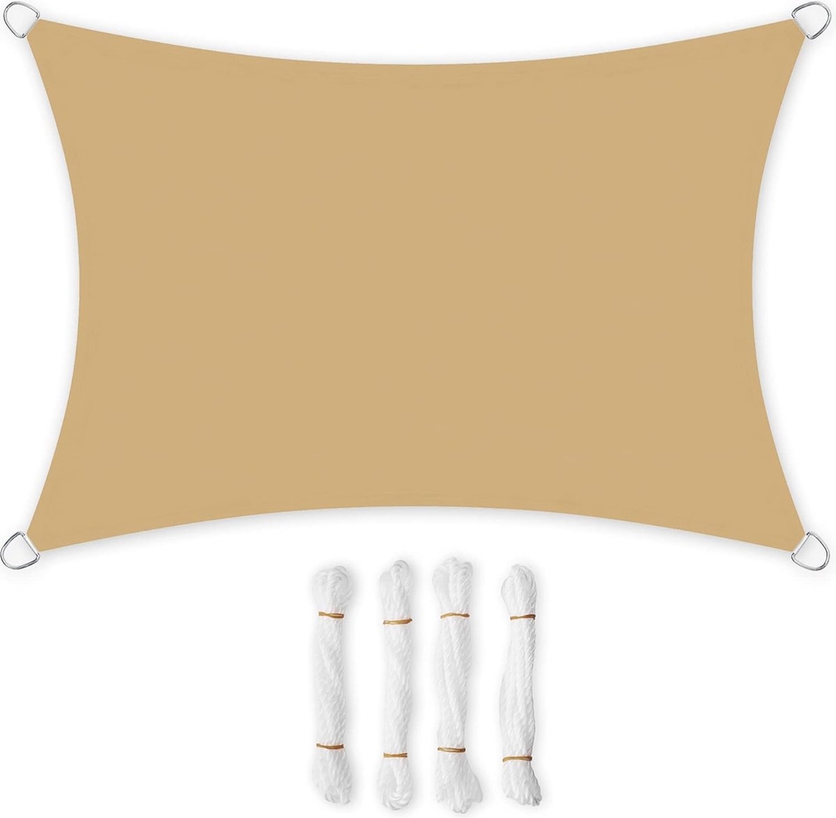 Zonnezeil - schaduwdoek - zonwering - 3 x 3 meter - waterdicht - UV-bescherming - polyester - zand - GSH33EY - Afbeelding 3