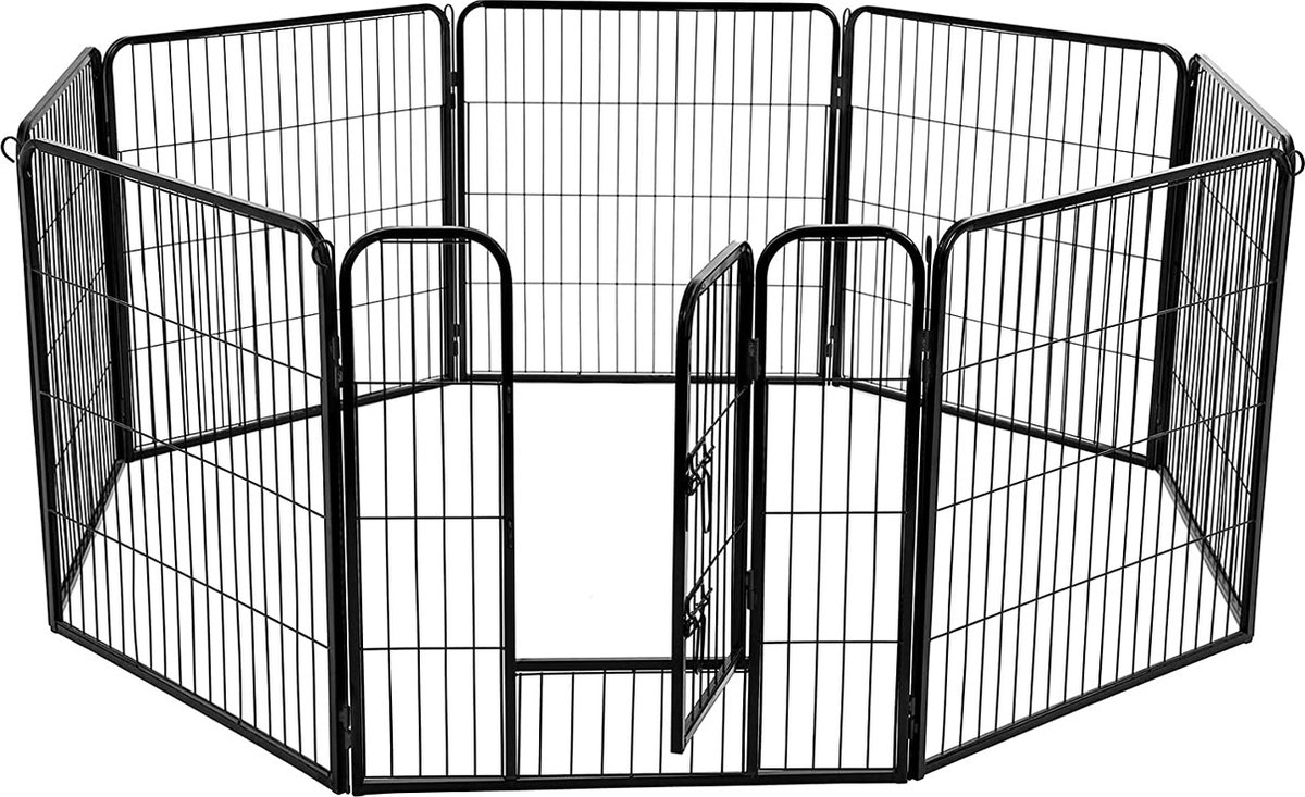 Puppyren - Hondenren - Hondenhek - 240 x 80 x 80 - Zwart - PPK88H