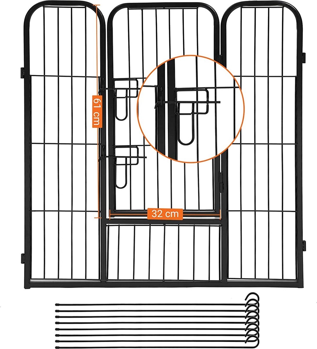 Puppyren - Hondenren - Hondenhek - 240 x 80 x 80 - Zwart - PPK88H - Afbeelding 6