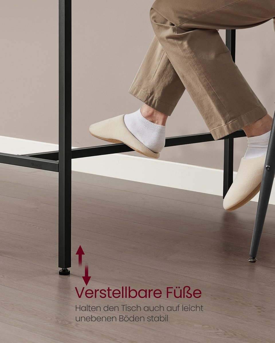 Bartafel / bureau - met laadstation - Hoge tafel - bruin - spaanplaat en staal - 40 cm x 99,8 cm x 104,6 cm - LBT019K02 - Afbeelding 2