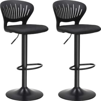 2x Barkruk - 360° draaibaar - hoogte verstelbaar - zwart - set van 2 stuks - LJB04BK