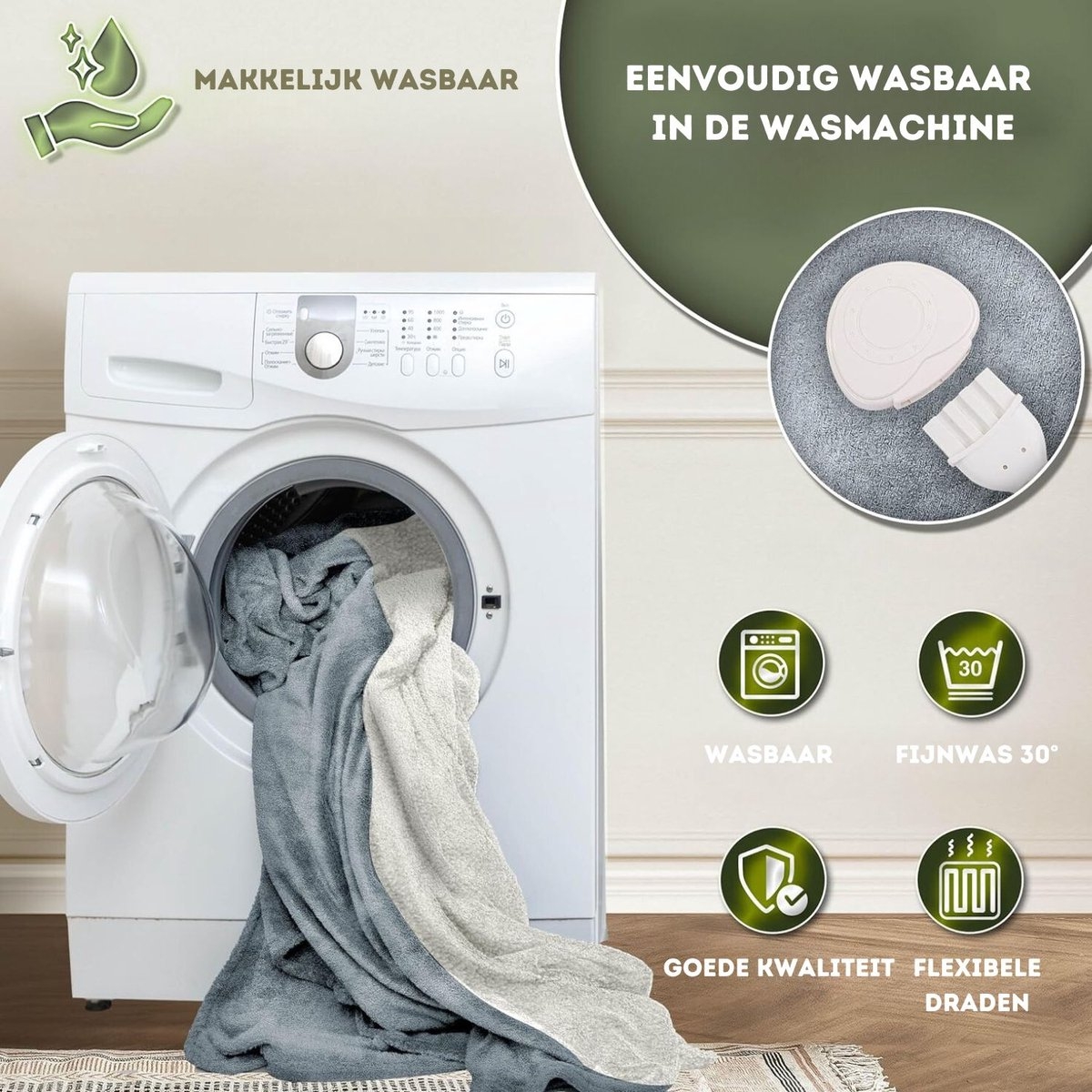 Elektrische deken - verwarmde deken - 200x180 cm - automatische uitschakeling - zwart - 9 temperatuurniveaus - wasbaar - Afbeelding 5