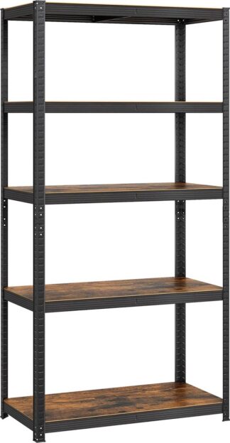 Stellingkast - magazijnrek - opbergrek - 200x100x50 cm - zwart met bruin - metaal en mdf - GLR050B11