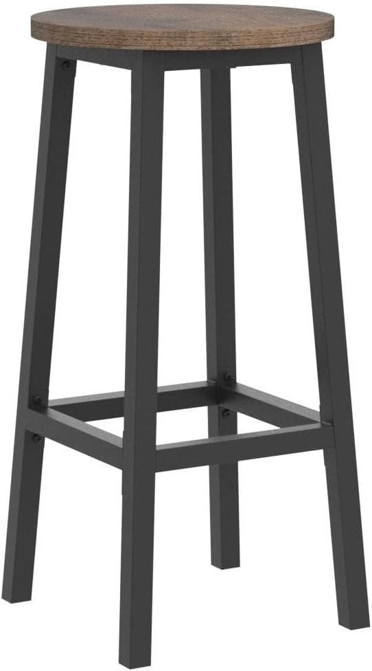 2x barkruk - hoge keukenkrukken - stalen frame - 65 cm zithoogte - bruin met zwart - lbc032b01 - Afbeelding 5