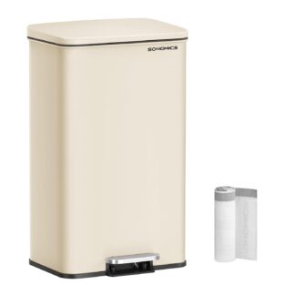 SONGMICS prullenbak - pedaalemmer - 40 liter - afvalbak - afvalemmer - softclose -beige - LTB540A02