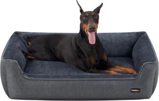 Hondenbed 120x90 cm - hondenmand - pluche -grote honden - antraciet - PGW013G01