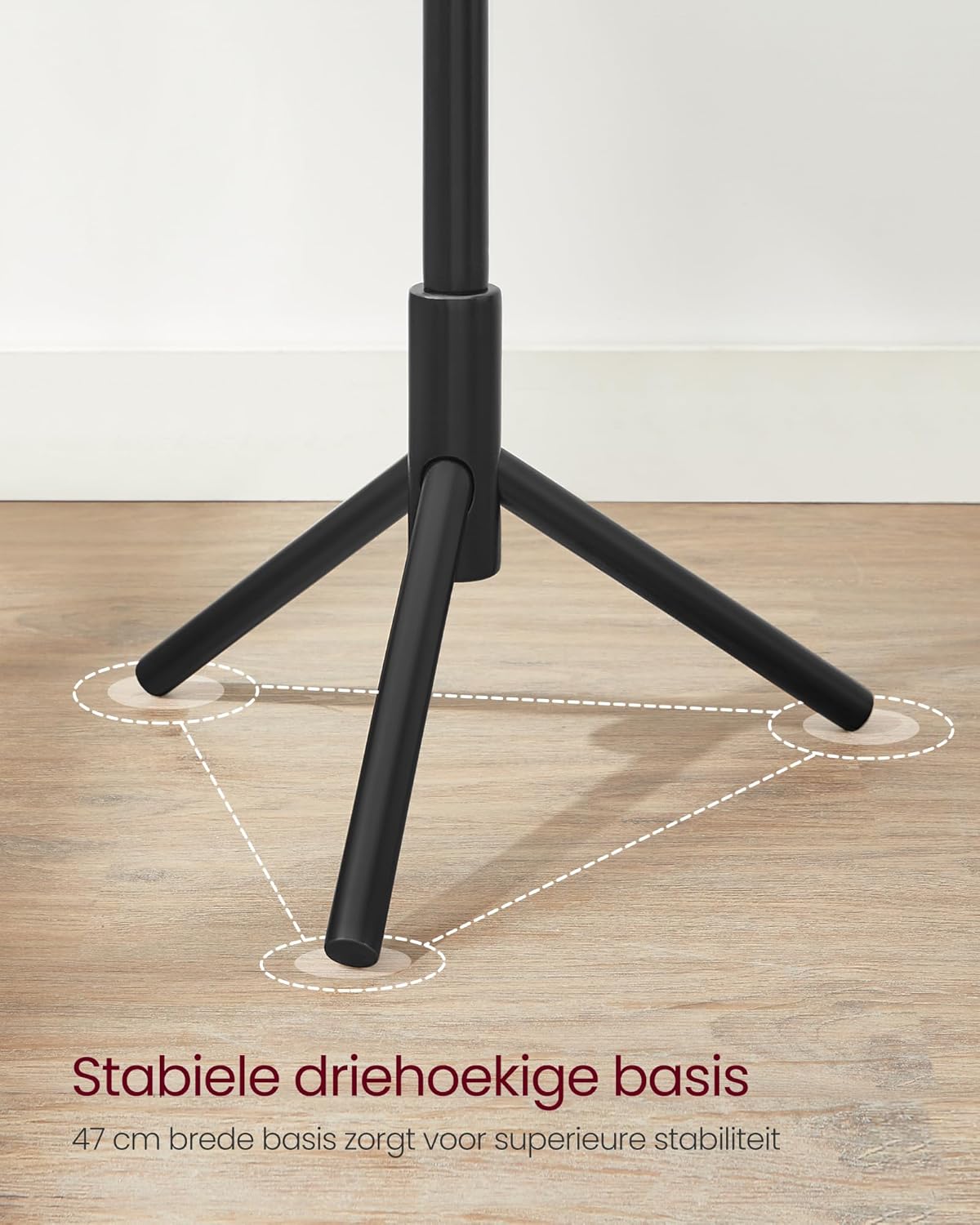 Vrijstaande kapstok - massief hout - 8 haken - 175 cm - voor kleding, hoeden, tassen, gang, entree - zwart - RCR004B01 - Afbeelding 3