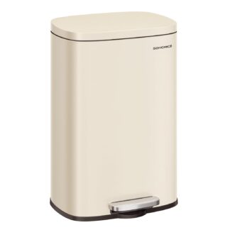 Prullenbak 50 liter - pedaalemmer - afvalemmer - soft close - staal - beige / creme - LTB050A02