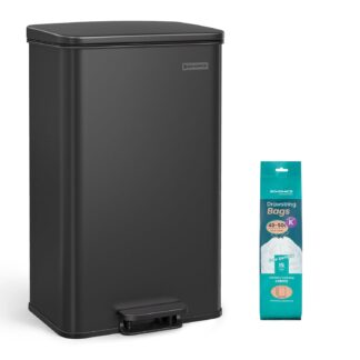 SONGMICS prullenbak 40 liter - afvalbak - afvalemmer - softclose -zwart - LTB540B4002