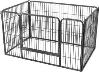 Puppyren - 120x80x70 cm - Hondenren - Hondenhek - - metaal - grijs - PPK04GY