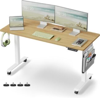 Zit sta bureau 140x70 cm - hoogte verstelbaar 72 t/m 120 cm - elektrisch  - naturel bruin - lsd174n01