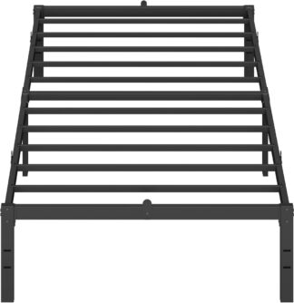 Eenpersoonsbedframe - voor matras 90 x 200 cm - metaal - opbergruimte onder het bed - eenvoudig te monteren - inktzwart - RMB132B01
