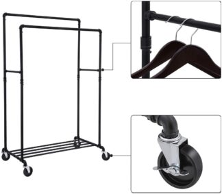 Zwaar uitgevoerd kledingrek dubbel kledingstang - breedte 100 cm - tot 110 kg - zwart - HSR60B