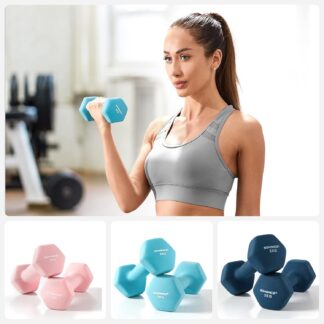 Dumbbellset halterset, 3 paar - totaal 12 kg - 2x1 kg, 2x2 kg, 2x3 kg, - antislip neopreen coating - gekleurd - SYL612MK